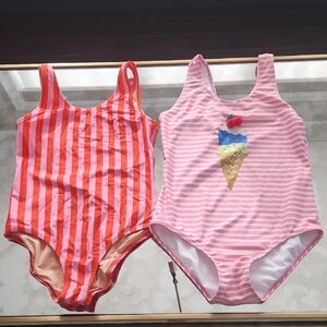 Crewcuts Pink and Orange Striped Swimsuits